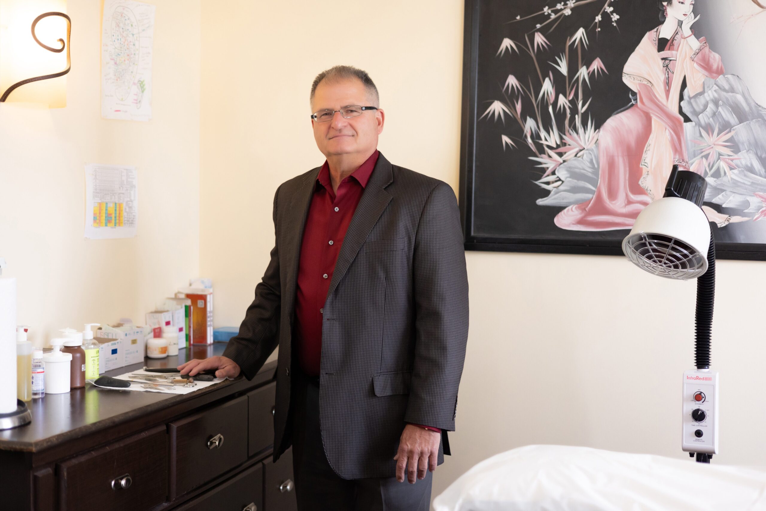 Acupuncturist Anthony Cerabino in his office 